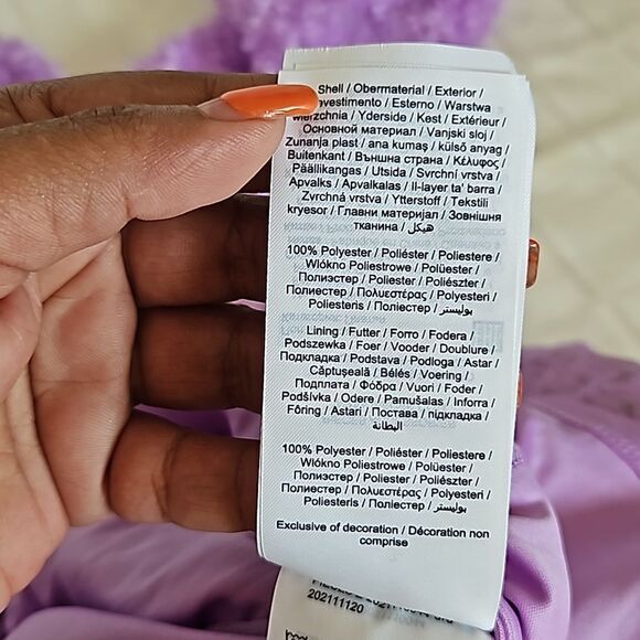 Pieces Premium 3D Rose Petal Long Sleeve Midi Fit & Flare Dress Lavender Medium - Picture 8 of 16